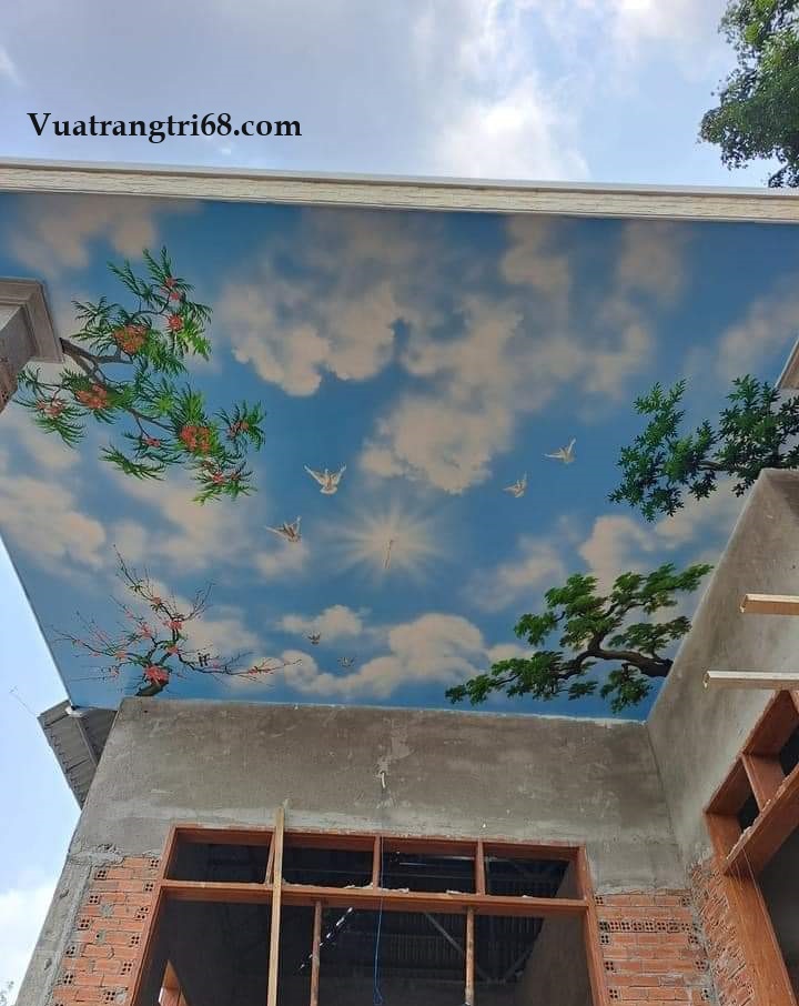 ve-tranh-tuong-may-tren-tran-nha